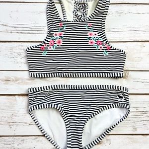 Abercrombie Kids Girls Stripe Floral 2pc Bikini Bathing Suit Size 7 8